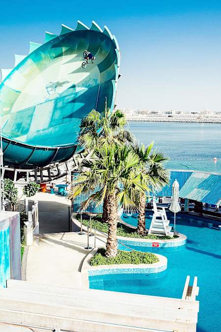 Kriss Kyle performs in the Laguna Water Park in Dubai on November 7, 2018.