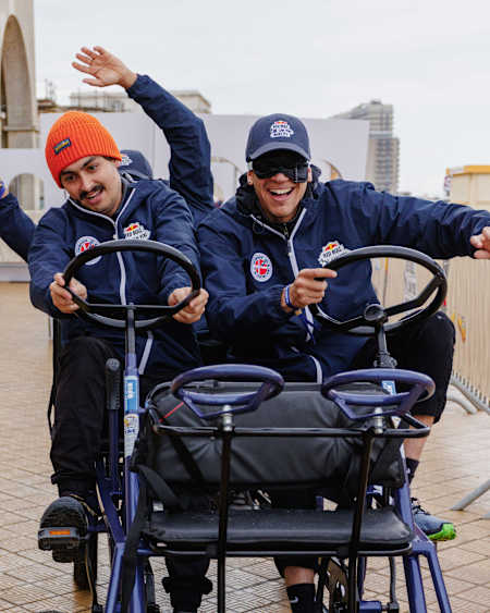 A Red Bull Can You Make It? team takes a Checkpoint Challenge at Oostende, Belgium on May 26, 2024.