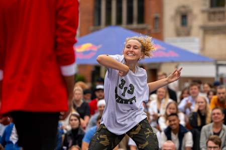 Milica Cululejevic performs at the Red Bull Dance Your Style qualifier at Bispetorv, Aarhus, Denmark on July 30, 2022