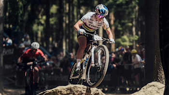 Evie Richards performs at UCI XCO World Cup in Nove Mesto na Morave, Czech Republic on May 15, 2022 