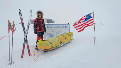 US explorer Colin O'Brady at the Geographic South Pole Colin O'Brady as seen at the Geographic South Pole in December 2018.