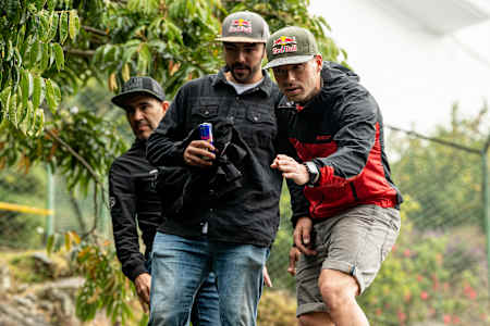 Tomas Slavik and Marcelo Gutierrez seen at the Red Bull Monserrate Cerro Abajo 2020 in Bogota, Colombia on February 21, 2020.