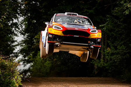 Jan Solans racing during shakedown at the World Rally Championship Estonia in Tartu, Estonia on September 4, 2020.