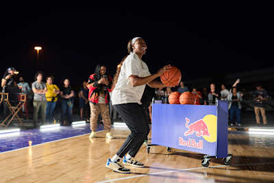 Arike Ogunbowale shoots a three-pointer during Dallas Has Wiiings at Reunion Tower in Dallas, Texas, USA on May 11, 2022. 