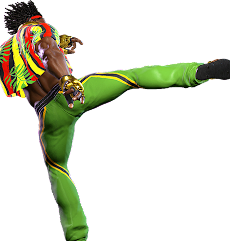 Dee Jay from Street Fighter 6 with a standing kick.