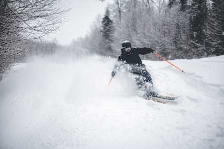 Ski touring at Stoneham Mountain Resort in Quebec