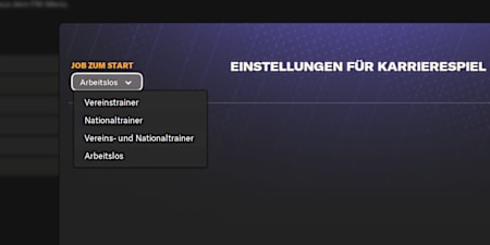 Statt einen Verein auszuwählen, kann man arbeitslos starten.