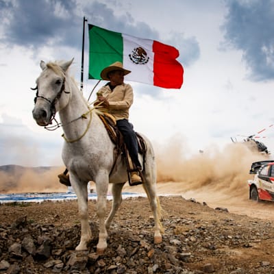 Sébastien Ogier and Julien Ingrassia racing during day 3 at World Rally Championship Mexico in León, Mexico, on March 15, 2020.