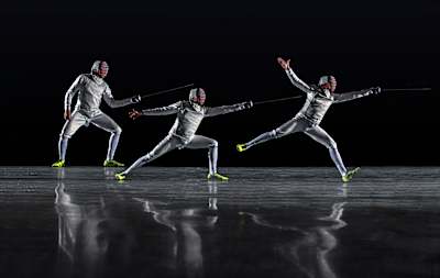 Miles Chamley-Watson fencing  during a CreativeLive workshop 
