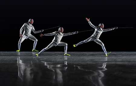 Miles Chamley-Watson fencing  during a CreativeLive workshop 