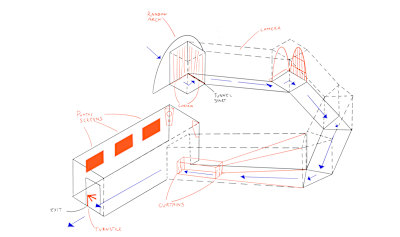 Sketch of the Red Bull Ibiza Royale obstacle created by New Zealand's David Jones, as drawn by Samuele Cocchiaro.