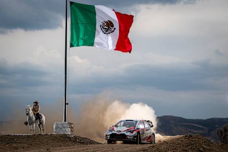 A photo of Kalle Rovanperä racing in Mexico