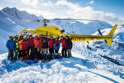 Legs of Steel Crew with the Heli in Haines, Alaska.