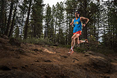 Dylan Bowman runs a trail in Bend, Oregon.