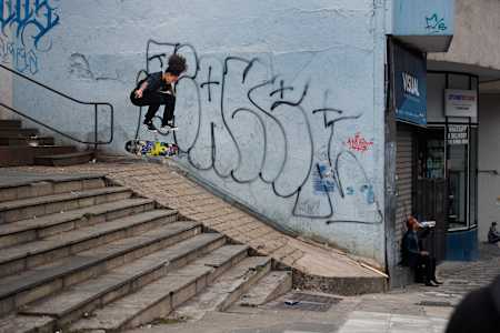 Vitoria Mendonça does a heelflip in Sao Paulo, Brazil 