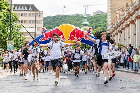 Teams seen at the start of Red Bull Can You Make It? in Budapest, Hungary on May 21, 2024.