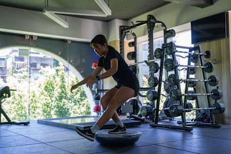 Una Wang se entrena en Taipei, Taiwán, el 13 de julio de 2018. 