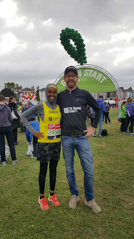 Zamzam ran the London Marathon supported by her mentor Jamie in 2017