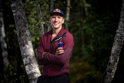 Tom Evans poses for a portrait during the Destination Red Bull photo shoot in Chamonix, France on September 9, 2022.