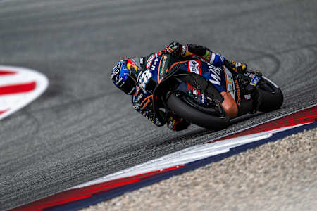 Miguel Oliveira (Aprilia, Portugal) performs during the MotoGP™ World Championship in Spielberg, Austria, on August 18, 2023.