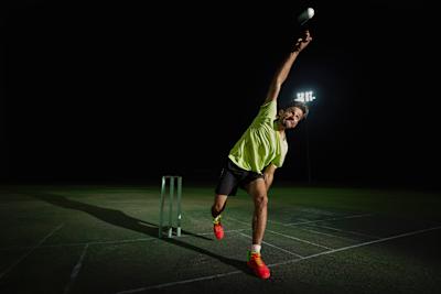 Leg spinner Ravi Bishnoi bowls during a training session at Spartans Cricket Academy in Jodhpur, Rajasthan.