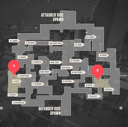 Mapa Split en VALORANT de Riot Games.