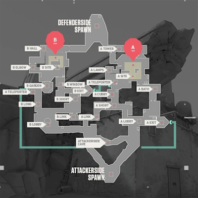 Mapa Bind en VALORANT de Riot Games.