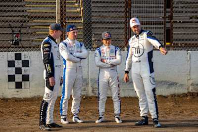 NASCAR drivers Shane van Gisbergen and Connor Zilisch teach Yuki Tsunoda and Liam Lawson about the dirt oval surface.