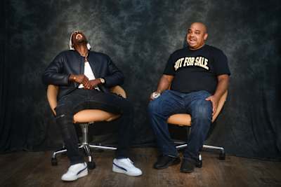 Khalil and Claye in the studio.