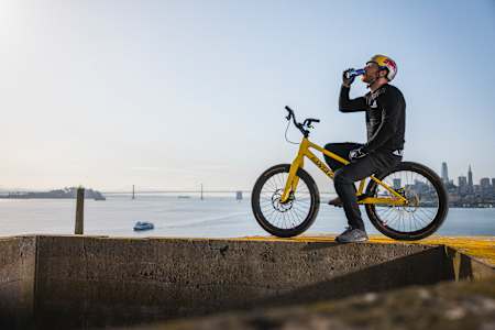Danny prepares to nail a front flip at Alcatraz