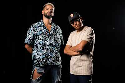 A portrait of b-boys Brahim and Lilou.