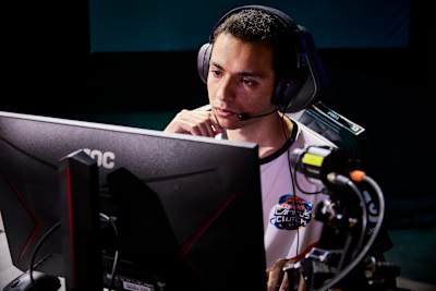 Zizox of Egypt's Anubis Gaming seen during the Red Bull Campus Clutch World Final in Madrid, Spain on July 18, 2021.