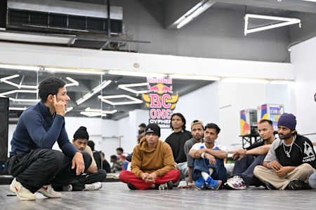 Victor conducts a breaking workshop before the West Zone Red Bull BC One Cypher in Mumbai, India.