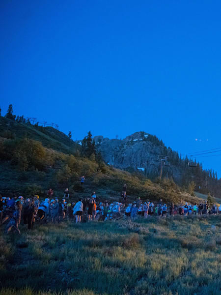 Runners battle snow and mud early on with a 4.3-mile climb.