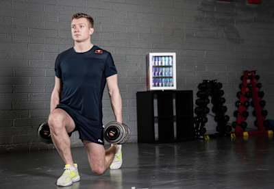 Joe Canning hamstring exercises – lunges with weights.