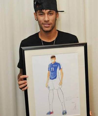 Neymar con su versión manga dibujada por el creador de Los Supercampeones
