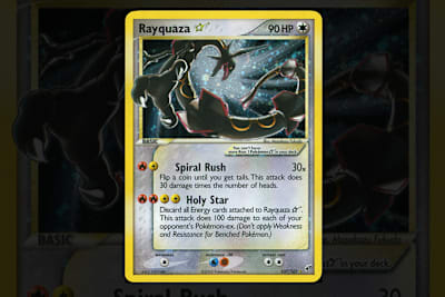 Un Rayquaza Gold Star en parfait état.