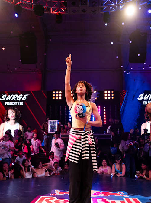 Surge celebrates after winning Red Bull Dance Your Style Houston 2026