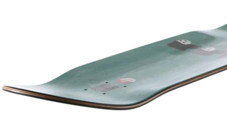 Demonstration der Form eines Skateboard-Decks. 