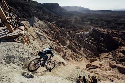 Tom Van Steenbergen rides at Red Bull Rampage in Virgin, Utah