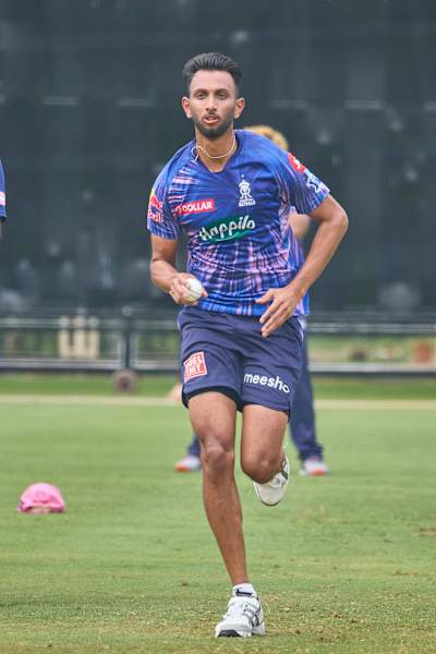 Prasidh Krishna during a training session for Rajasthan Royals