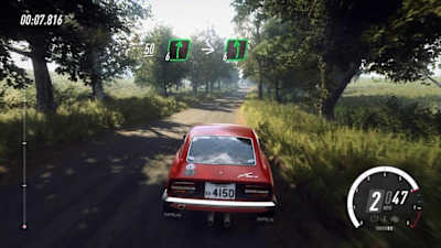 A screenshot of the pace notes in DiRT Rally 2.0