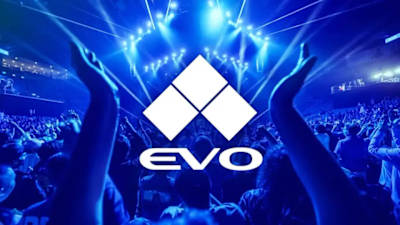 EVO logo for with cheering fans behind.