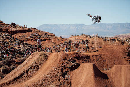Thomas Genon competes at Red Bull Rampage in Virgin, Utah, USA on 15 October, 2021.