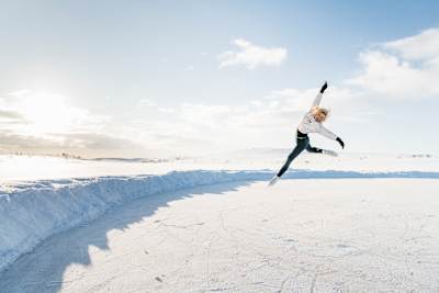 Emmi Peltonen figure skating in Nuorgam, Finland on February 19, 2020.