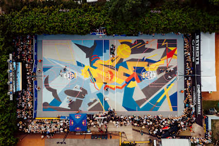 Competitors perform during the Red Bull Half Court National Finals in Prague, Czech Republic on August 13, 2022.