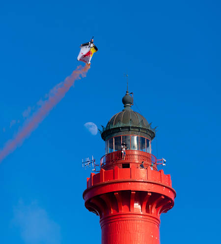 Soul Flyers seen next to the lighthouse of La Coubre in La Tremblade, France on September 18, 2020.