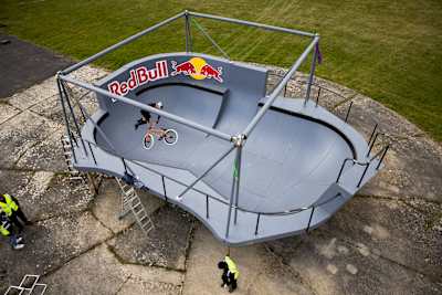 Kriss Kyle training in a BMX bowl for his Don't Look Down project.