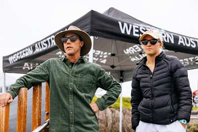 Molly Picklum and Glenn Hall at the Margaret River Pro