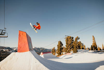 Brock Crouch rides Mammoth Mountain unbound terrain park